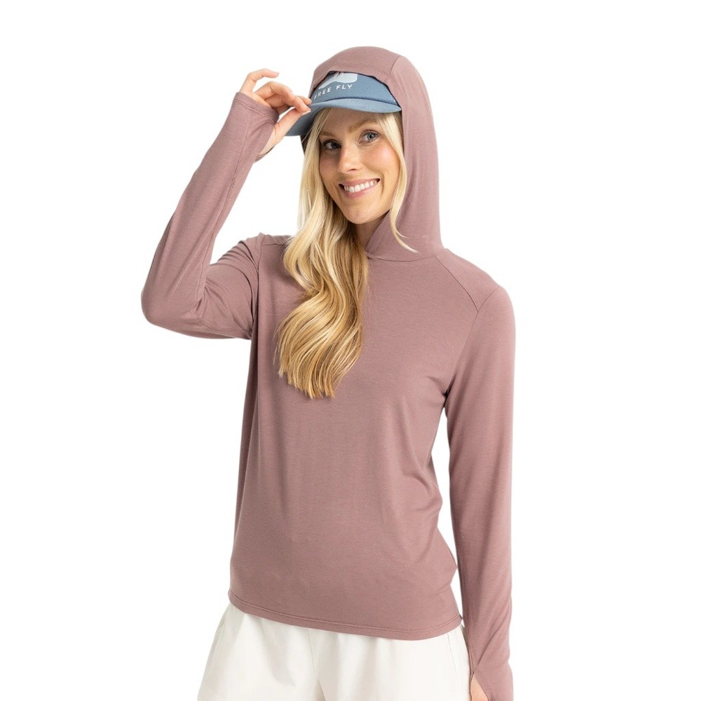 Free Fly Apparel Women's Mauve Hooded Long-Sleeve Pullover